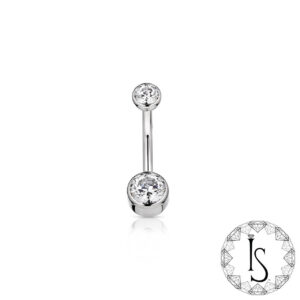 Double gem navel barbell